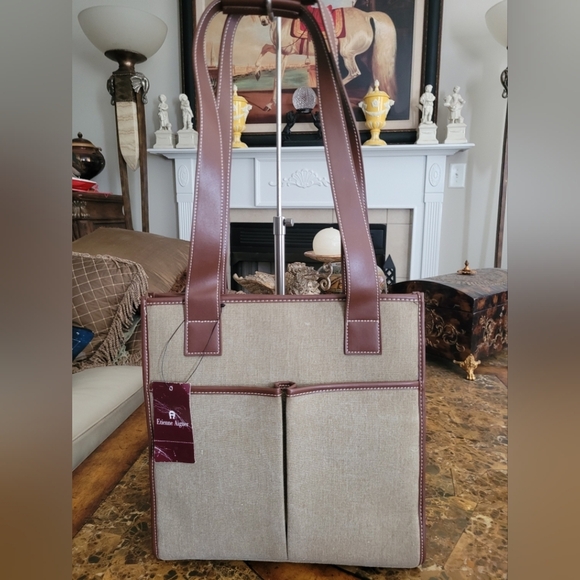 Etienne Aigner Elegant Beige and Brown Tote Bag - Picture 2 of 11